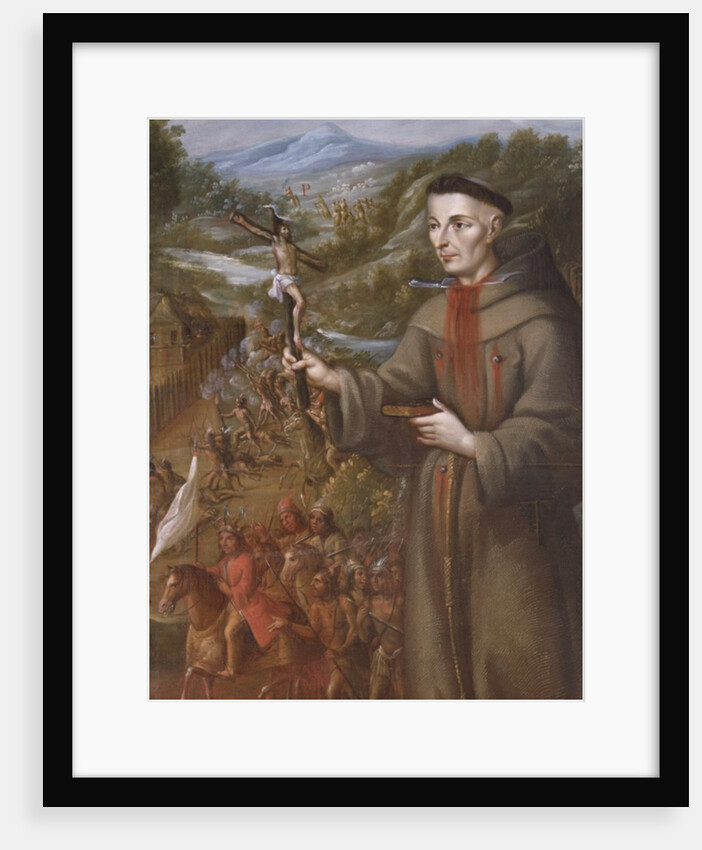 Destruction by the Indians of the mission of St. Saba in Texas and martyrdom of the Franciscan friar Jose de Sanriesban by Jose de or Joseph Paez