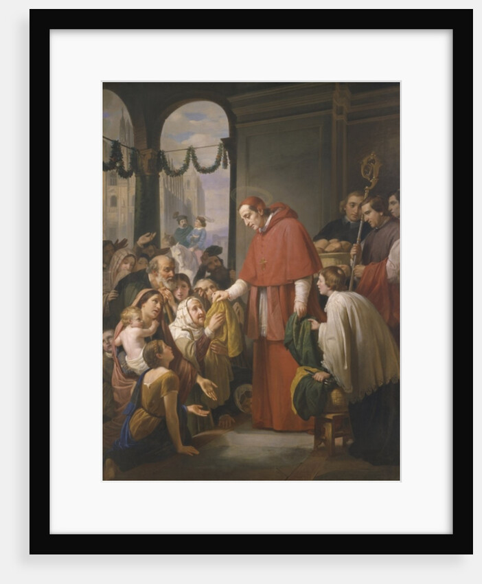 St. Charles Borromeo, archbishop of Milan, distributing alms to the poor, 1853 by Jose Salome Pina