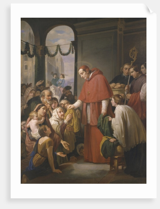 St. Charles Borromeo, archbishop of Milan, distributing alms to the poor, 1853 by Jose Salome Pina