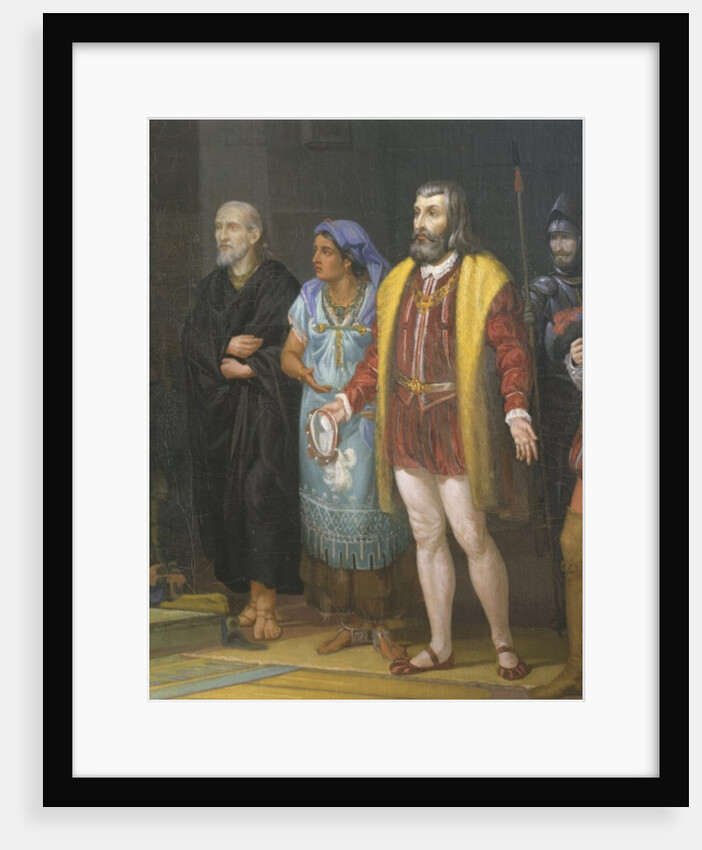 Hernan Cortez meeting with Montezuma, Mexico in 16th century, 1885 by Juan Ortega