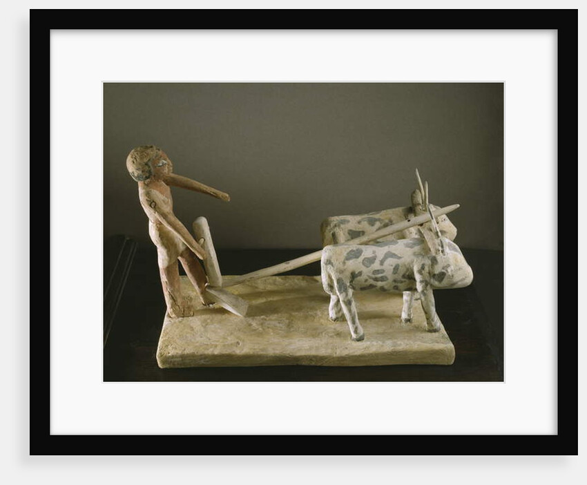 Funerary model of a ploughman leading his plough drawn by two oxen by Middle Kingdom Egyptian