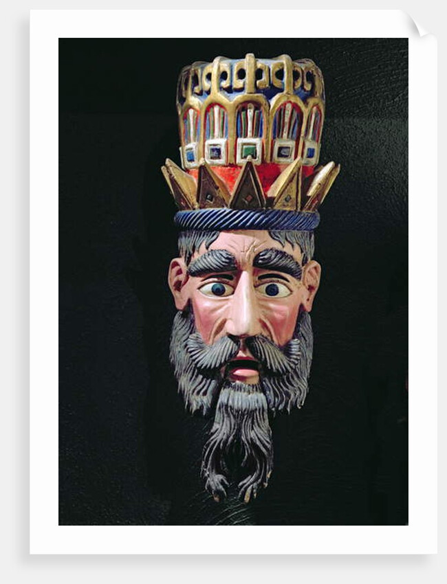 Mask of a king magus used in processions to celebrate the feast of the Epiphany in Mexico on 6 January by School Mexican