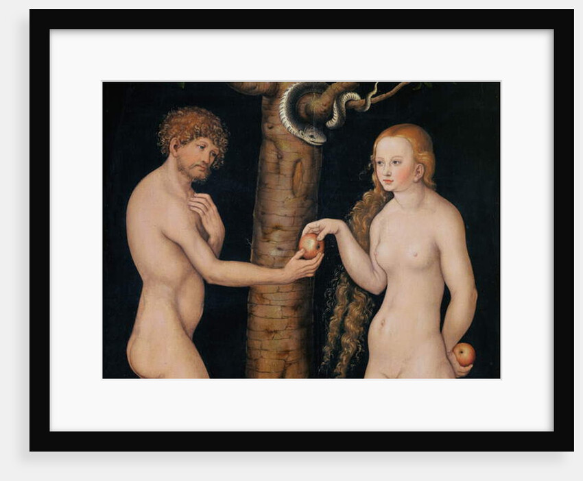 Eve offering the apple to Adam in the Garden of Eden, c.1520-25 by Lucas the Elder Cranach