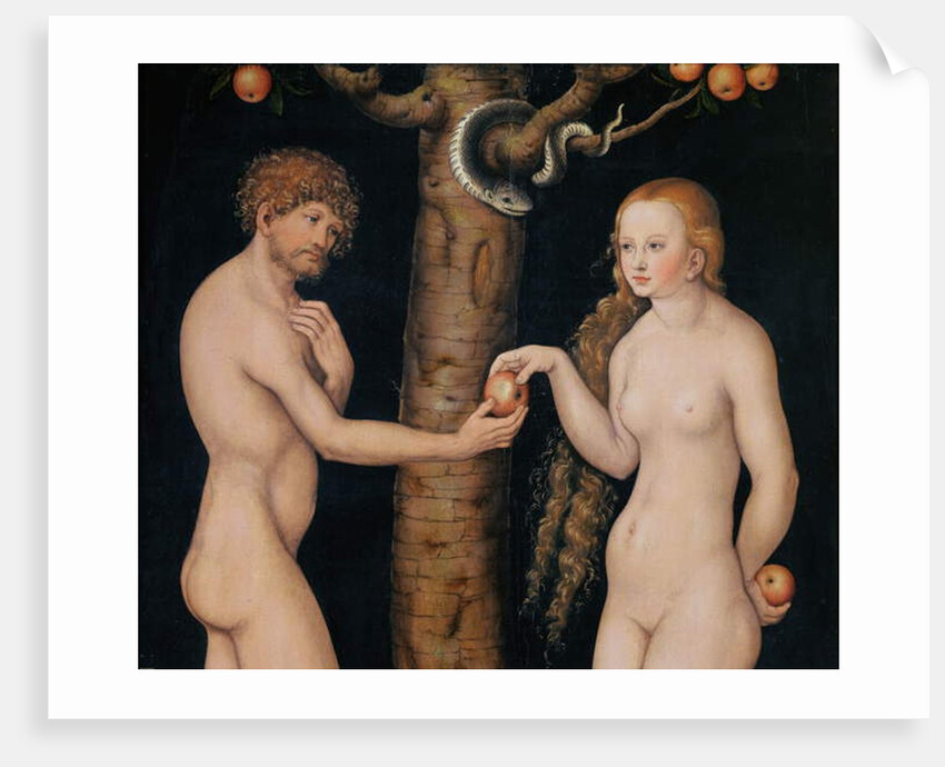 Eve offering the apple to Adam in the Garden of Eden, c.1520-25 by Lucas the Elder Cranach