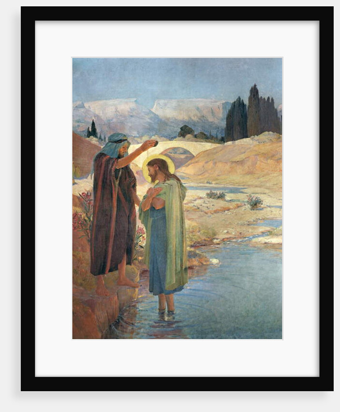 The Baptism of Christ in the waters of the Jordan, 1917 by Frederic Montenard