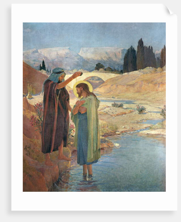 The Baptism of Christ in the waters of the Jordan, 1917 by Frederic Montenard