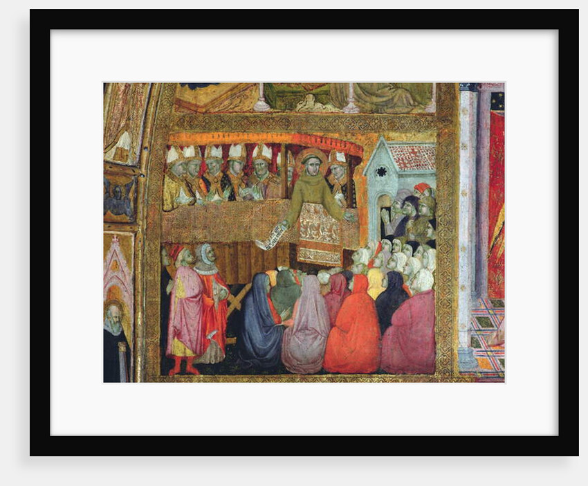 St. Francis Promulgates the Indulgence, accompanied by the Bishops of Umbria, fresco from the Porziuncola, 1393 by Ilario da Viterbo