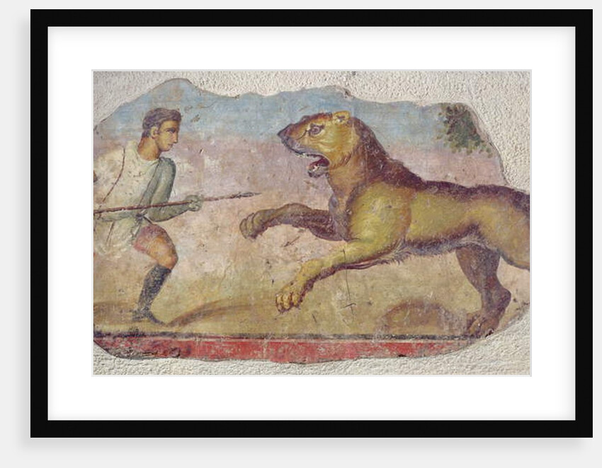 A Gladiator Fighting a Lion by Roman