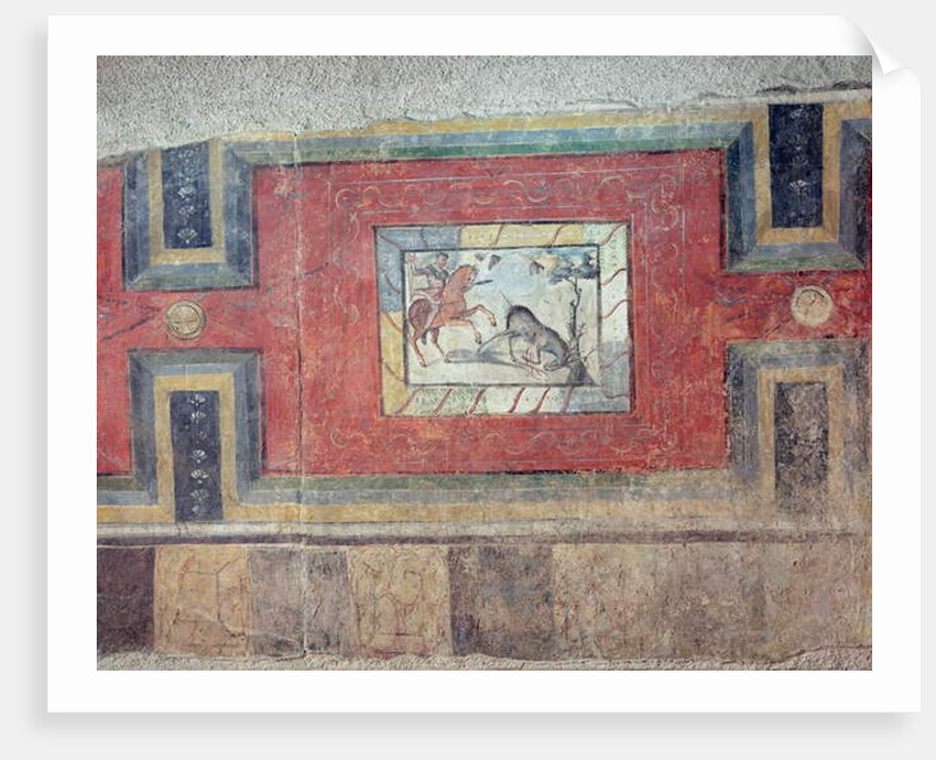 A wall painting showing a hunting scene by Roman