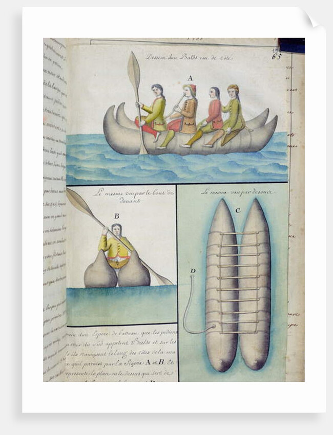 Indians of the South Seas using boats called 'Balds' by French School