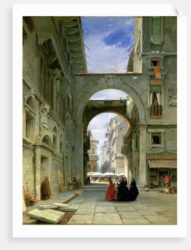 Piazza dei Signori in Verona with the Market Place, 1844 by James Holland