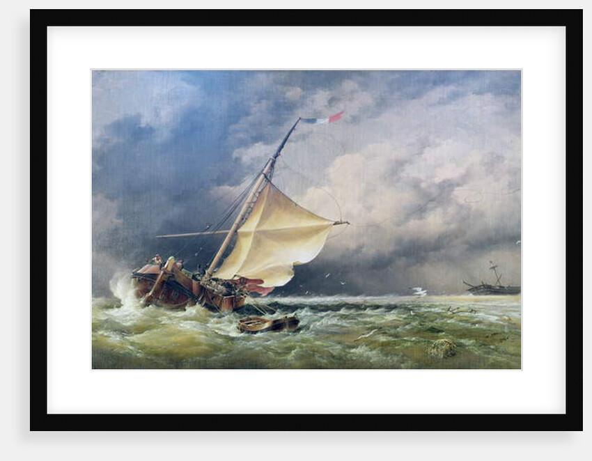 A Dutch Beurtman aground on the Terschelling Sands or In the North Sea after a Snowstorm, 1865 by Edward William Cooke