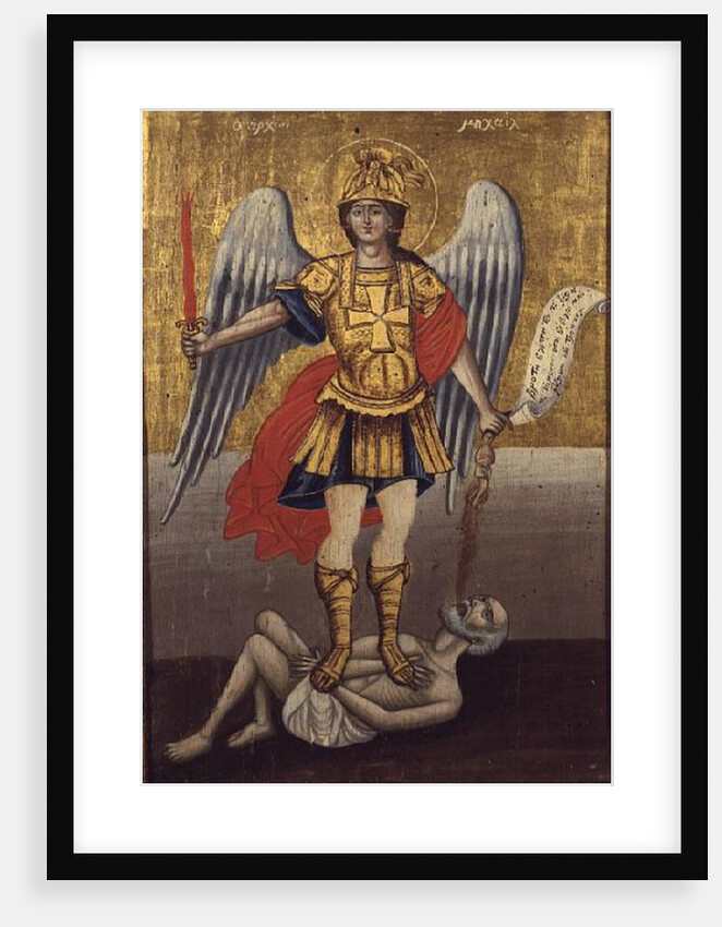 Archangel Michael: Greek icon from the Cyclades, dated 1817 with contemporary frame by Anonymous