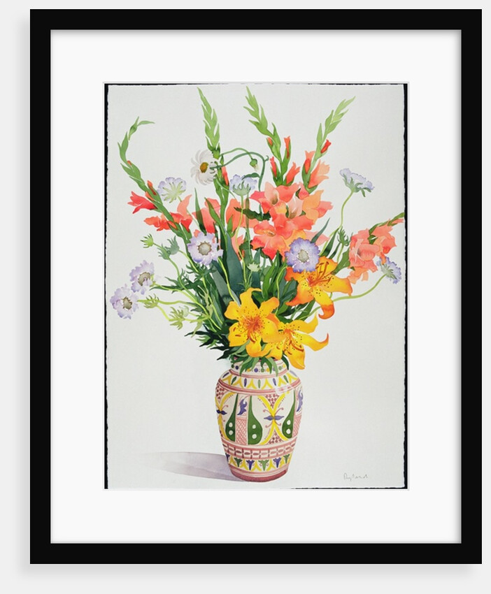 Orange and Blue Flowers in a Moroccan Vase by Christopher Ryland