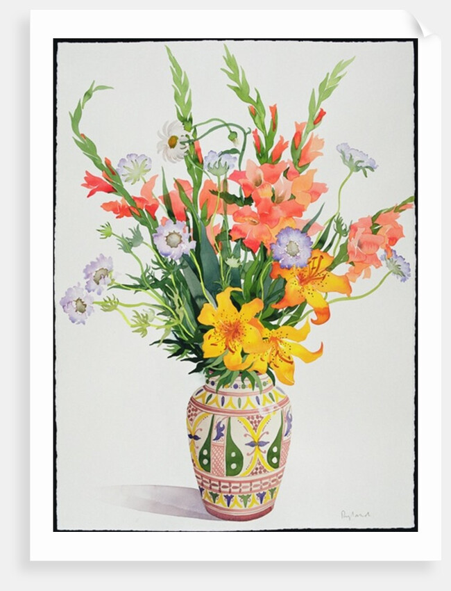 Orange and Blue Flowers in a Moroccan Vase by Christopher Ryland