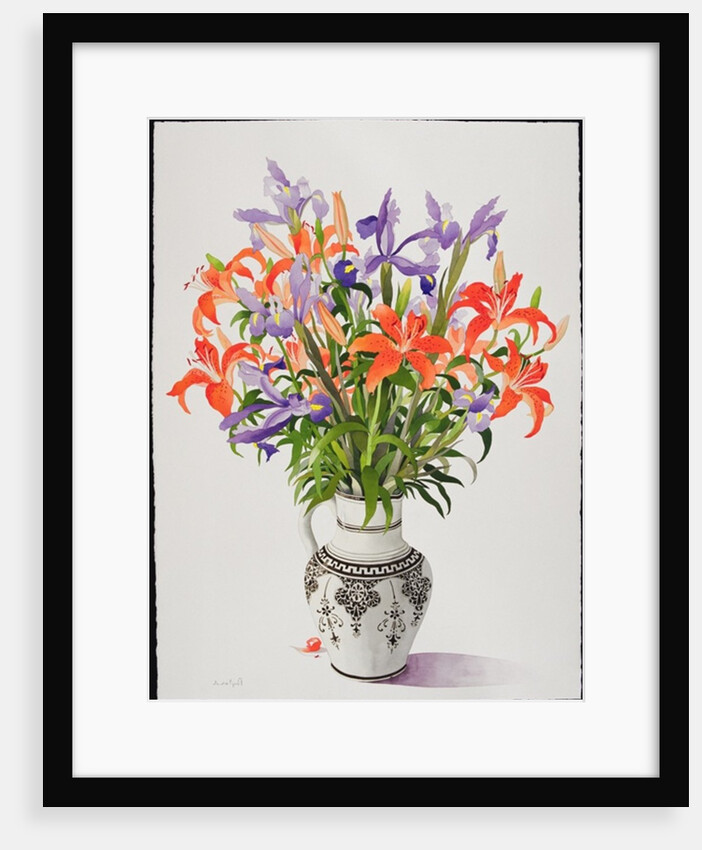 Flowers in a Black and White Jug by Christopher Ryland