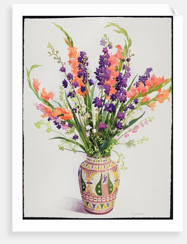 Larkspur and Gladioli in a Moroccan Vase by Christopher Ryland