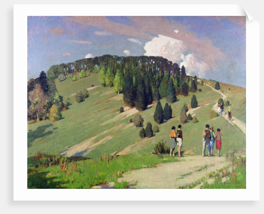 Hikers at Goodwood Downs, c.1930 by George F. Henry