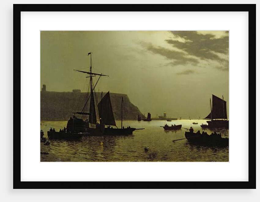 Scarborough Castle Hill and Harbour by Moonlight, 1876 by Henri Philippe Neumans