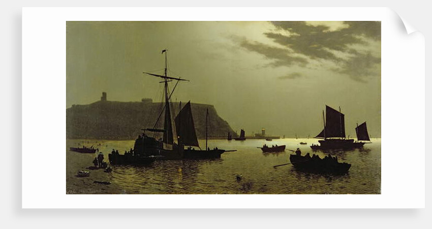 Scarborough Castle Hill and Harbour by Moonlight, 1876 by Henri Philippe Neumans