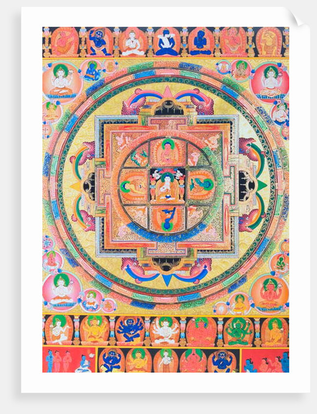 Panchabuddha Mandala, depicting five forms of Buddha symbolising five kinds of wisdom by School Nepalese
