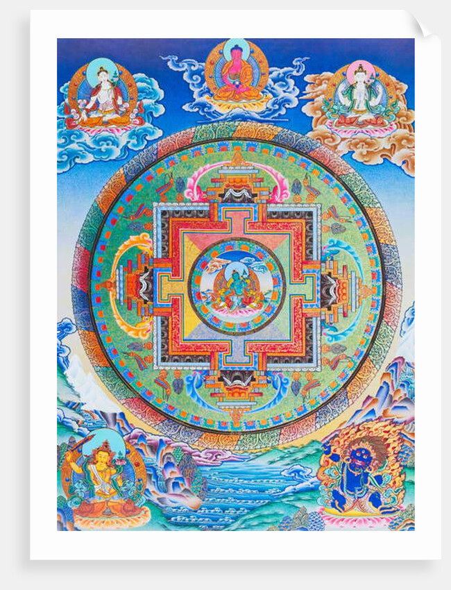 Green Tara Mandala depicting the maternal protector from all dangers in the ocean of existence by School Nepalese