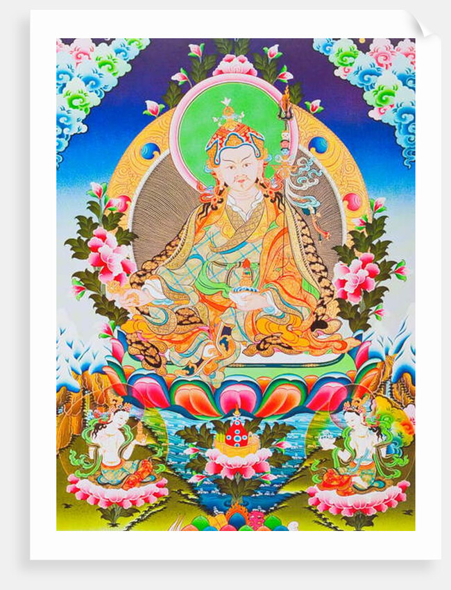 Image depicting Padmasambhava or guru Rimpoche, the deified apostle of tibetan tantricism who is said to have gained contron over demons and spirits by School Nepalese