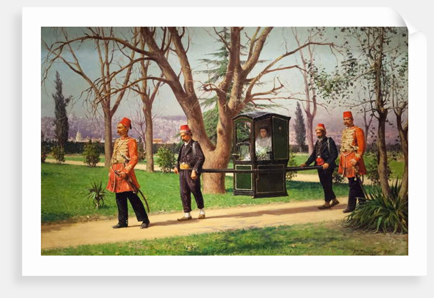 The daughter of the English ambassador riding in a palanquin, 1896 by Fausto Zonaro