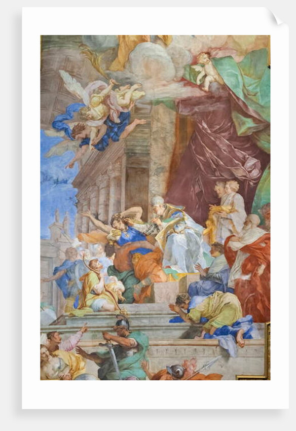 The miracle of the chains in the center of the coffered, detail, 1706 by Giovanni Battista Parodi