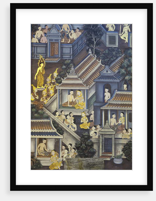 Mural with scenes of Thai culture, Wat Pho, Bangkok, Thailand by Anonymous