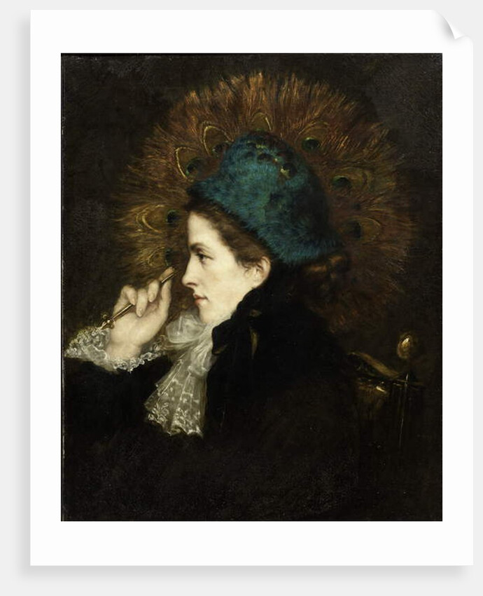 Lady with Peacock Fan, 1882 by Charles C. Burleigh