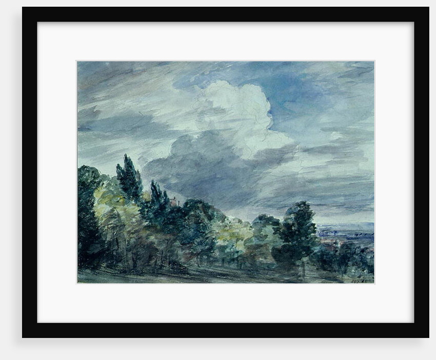 View over a wide landscape, with trees in the foreground, September 1832 by John Constable