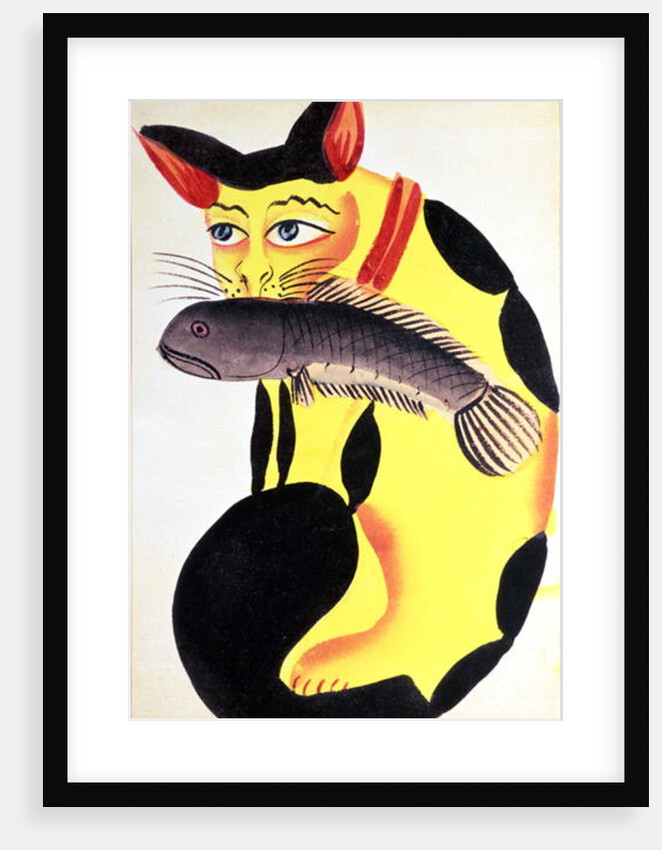 A cat with a fish in its mouth by Indian School