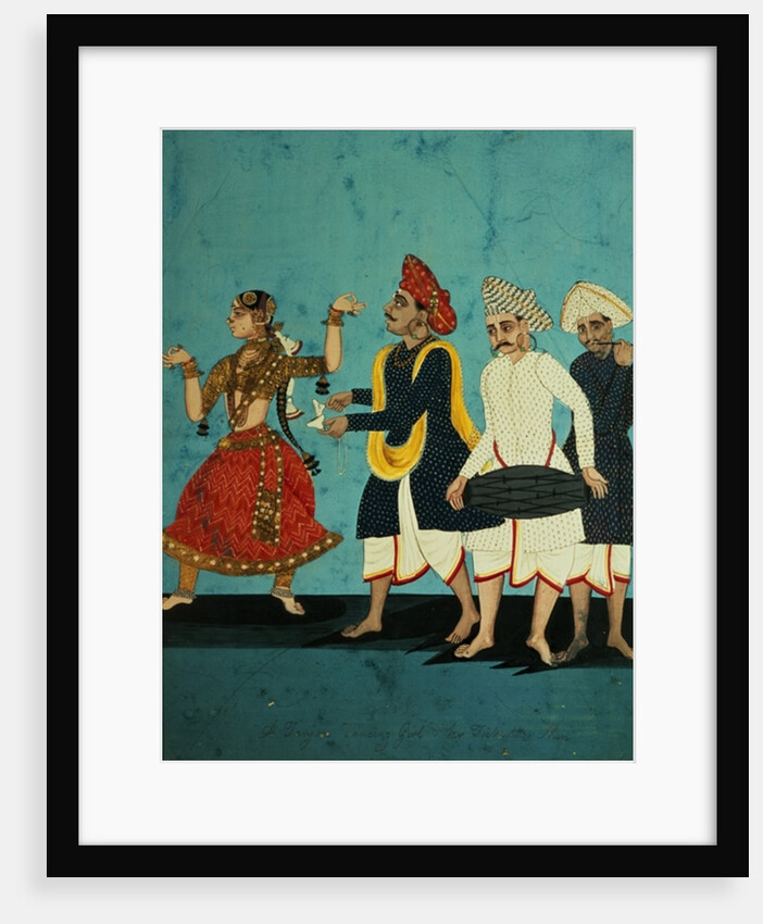 Three musicians and a dancing girl, Tanjore, Tamil Nadu, c.1850 by Indian School