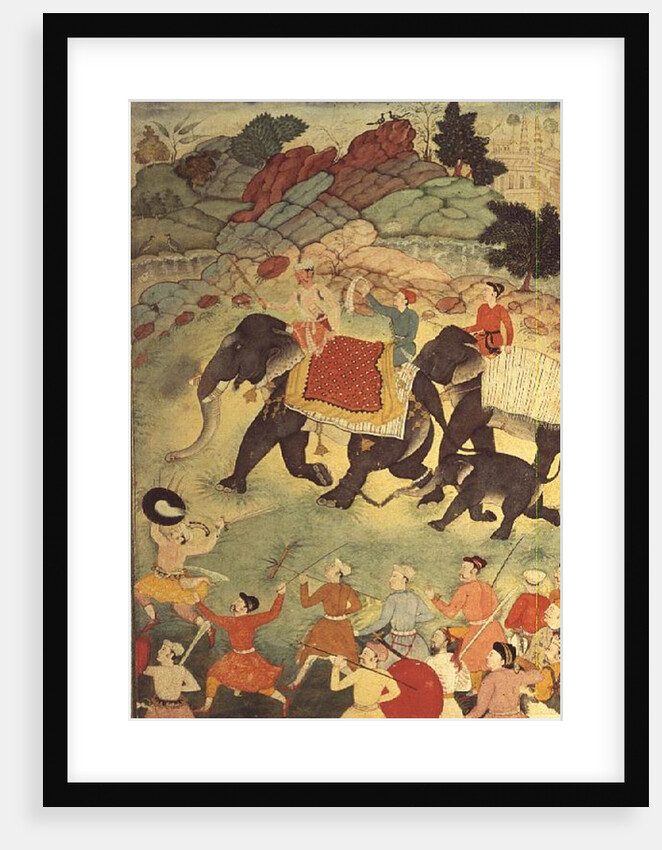 A party of elephant hunters, Mughal, c.1615, by Indian School