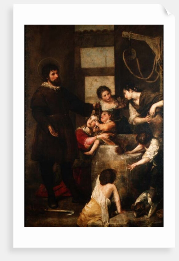 St. Isidore saves a child that had fallen in a well, 1646-48 by Alonso Cano