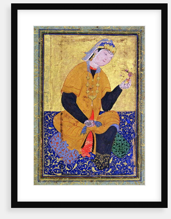 Portrait of Hamida Banu Begum, holding a seal by Persian School