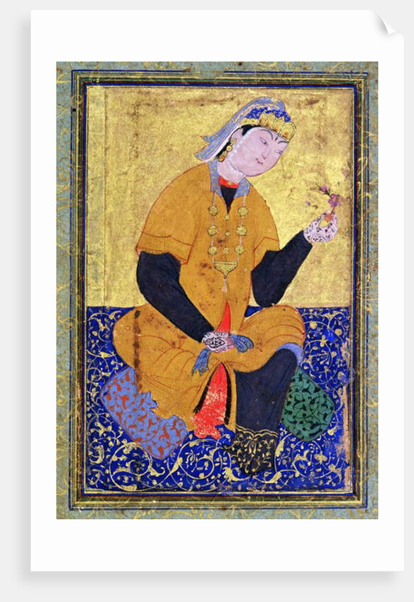 Portrait of Hamida Banu Begum, holding a seal by Persian School