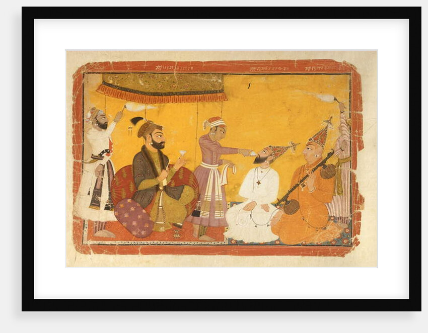 Gosain Narayan takes poison in the presence of Emperor Jahangir by Indian School
