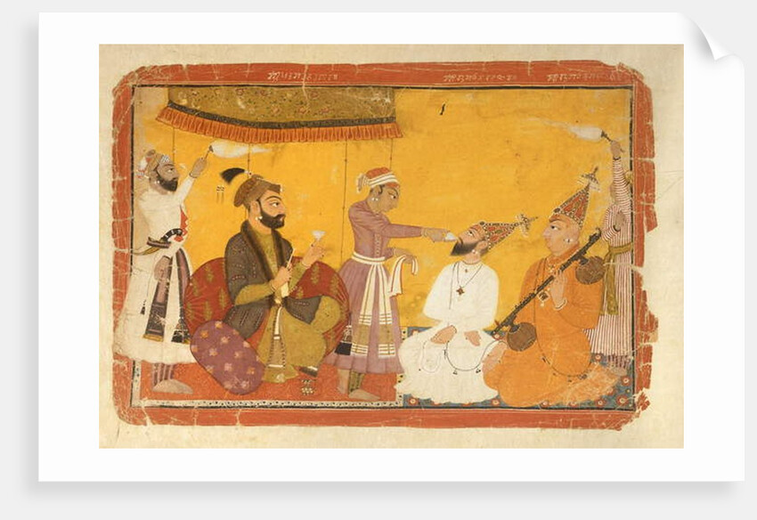 Gosain Narayan takes poison in the presence of Emperor Jahangir by Indian School