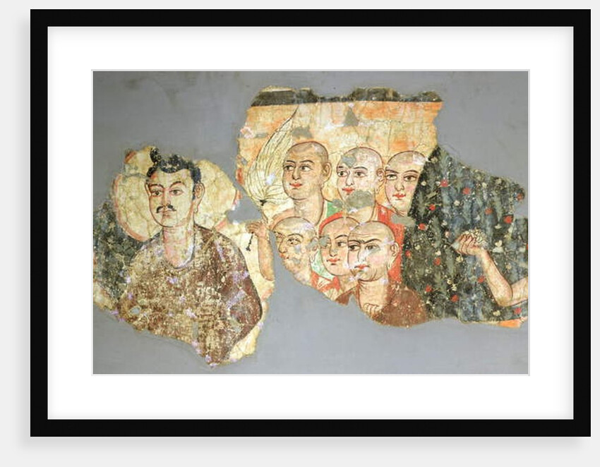 Buddha with his Six Disciples, from Miran, 3rd-4th century painting) by School Indian