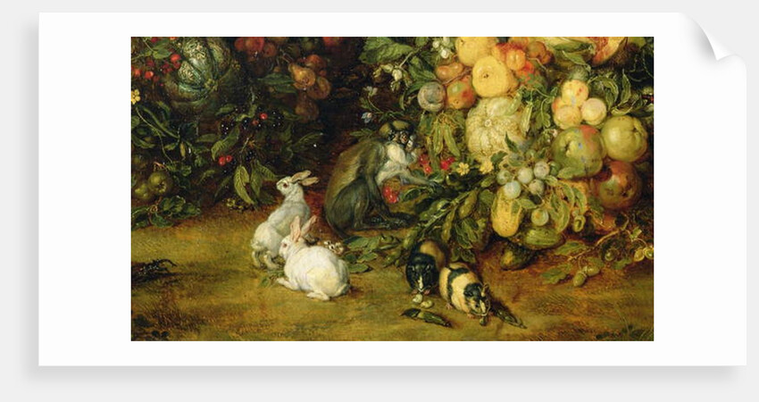The Virgin and child in a garland of fruit and flowers, detail of animals, c.1614-18 by Jan & Rubens P.P. Brueghel