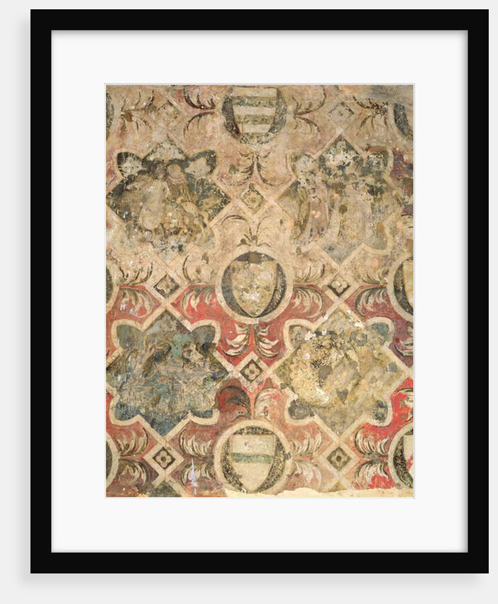 Fragment of a fresco decorated with coats of arms by School Italian