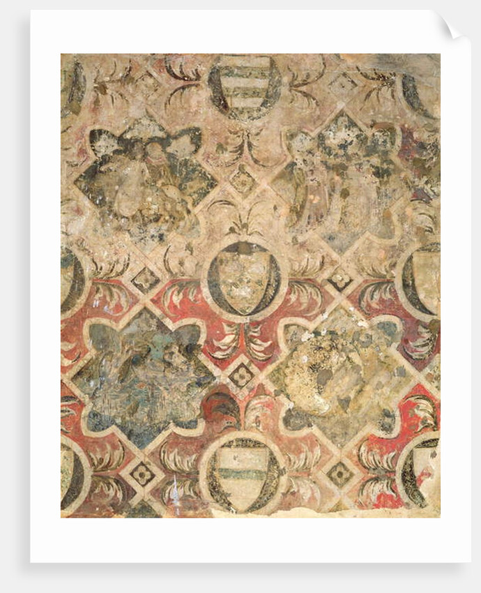 Fragment of a fresco decorated with coats of arms by School Italian
