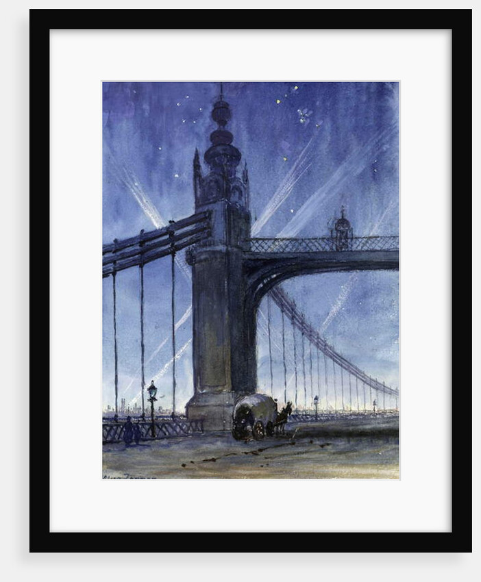 Wartime Spot Lights from Chelsea Bridge, c.1917 by Alice Maud Fanner