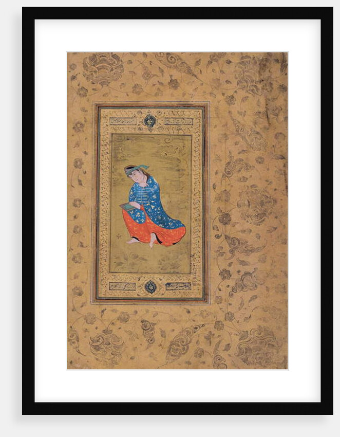 A princess in blue and orange, c.1575 by Riza-i Abbasi