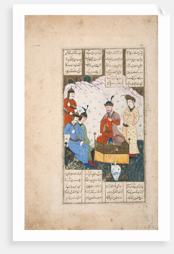 King Faridun receives the envoy of his two sons by Persian School