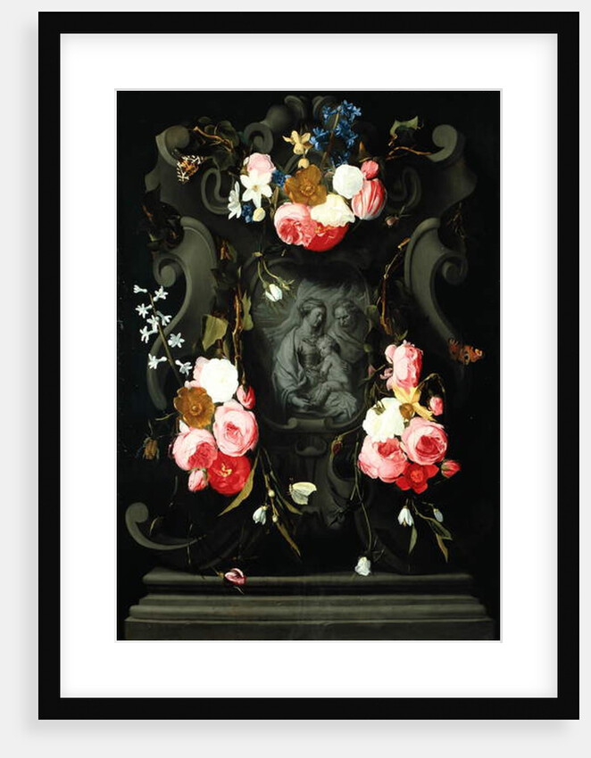 Flower Garland with the Holy Family, 1625-27 by Daniel Seghers