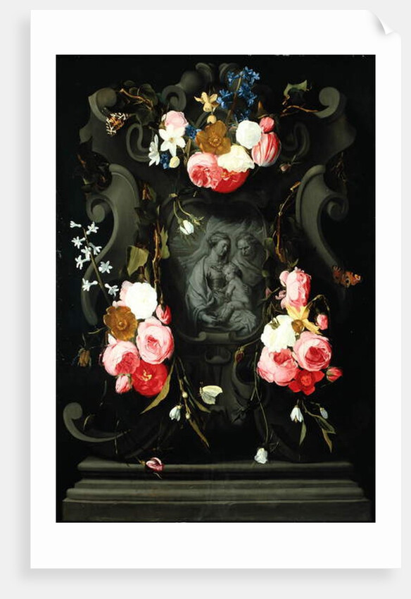 Flower Garland with the Holy Family, 1625-27 by Daniel Seghers