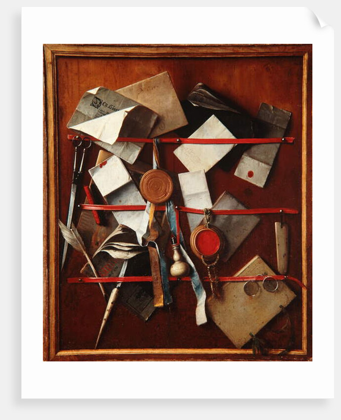 Feigned Letter Rack with Writing Implements, c.1655 by Samuel van Hoogstraten